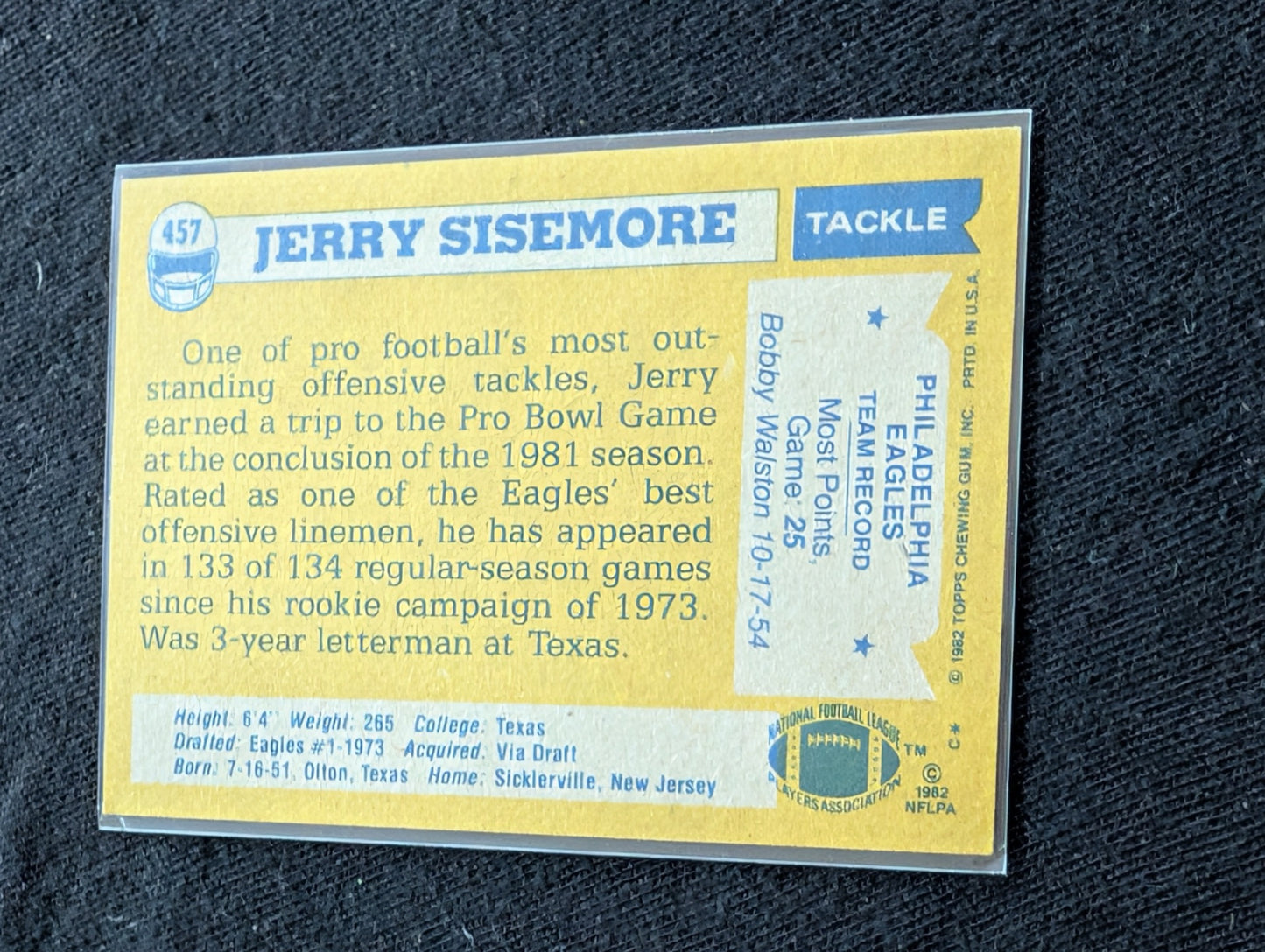 Jerry Sisemore Eagles Legend Vintage Topps Lot (3) 1980 1981 1982 Pro Bowl