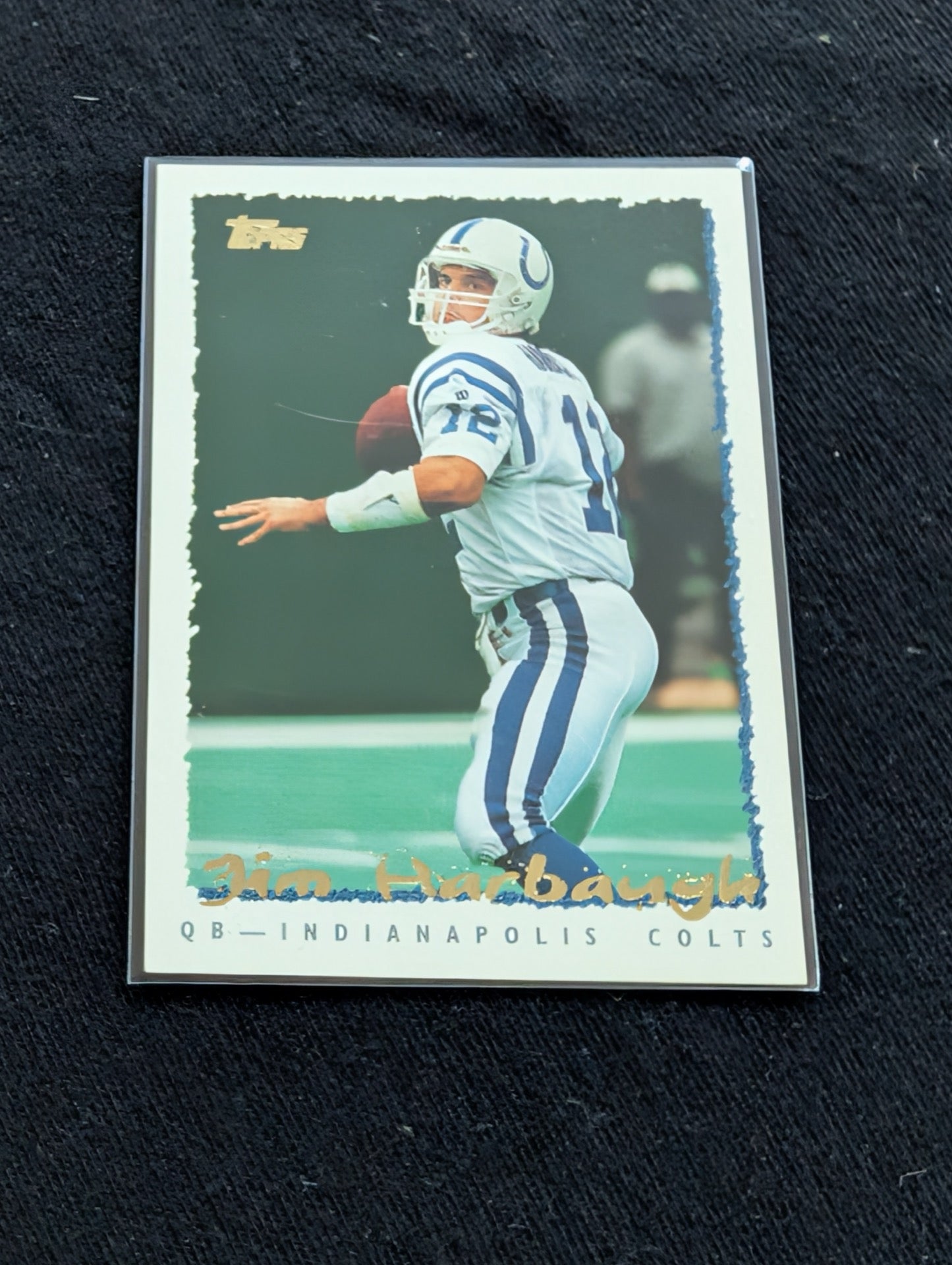 Jim Harbaugh "Captain Comeback" QB Lot (2) 1990 Topps Bears & 1996 Topps Colts