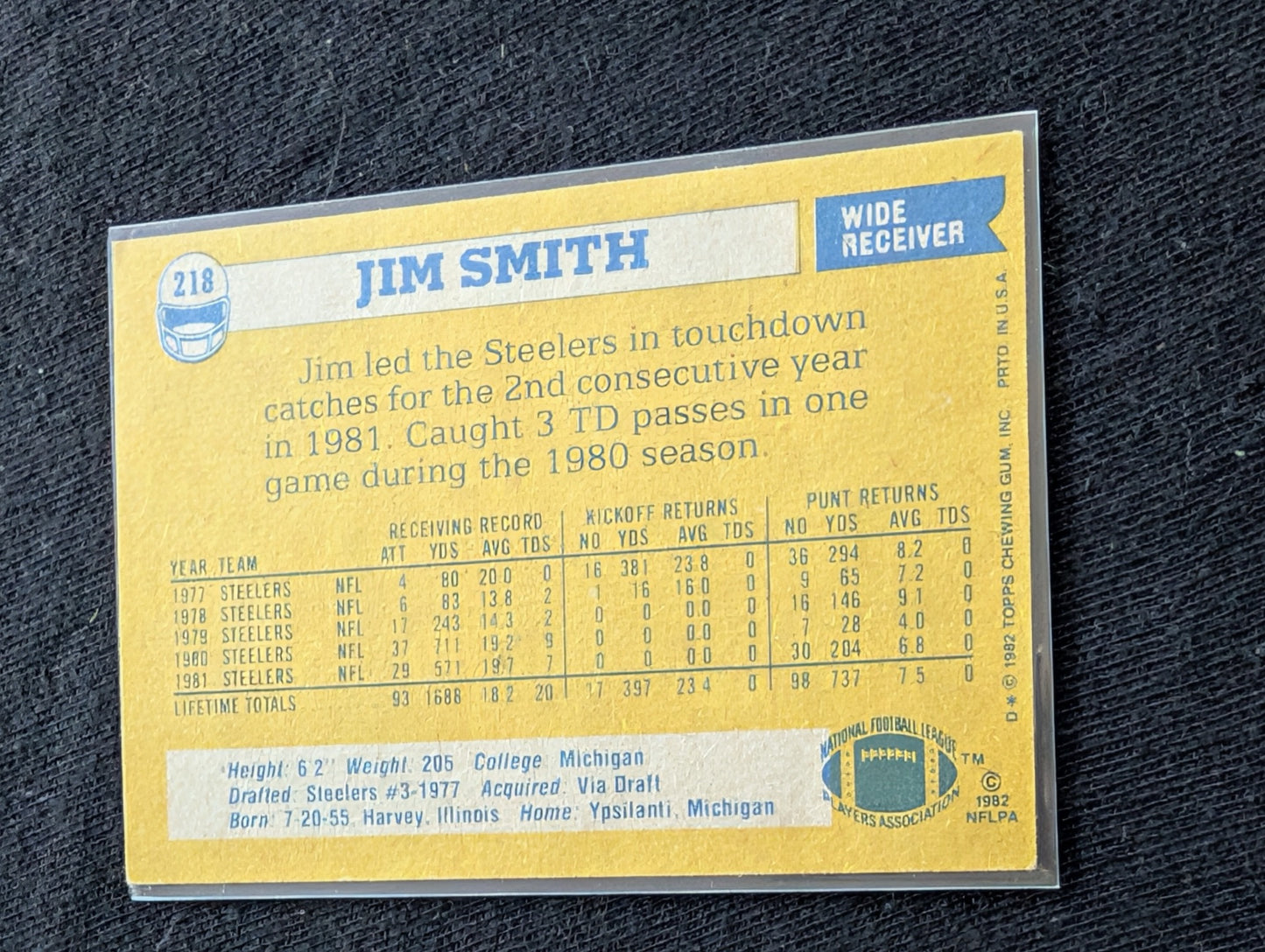 Jim Smith Steelers Vintage Topps Lot (3) 1980-1982 2x Super Bowl Champ