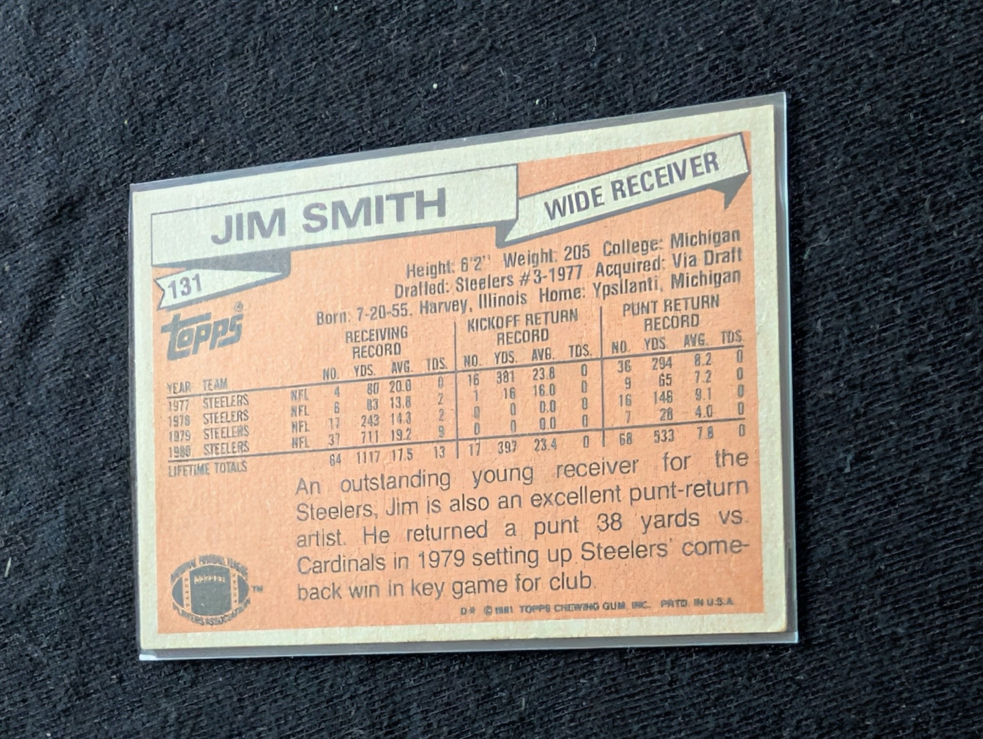 Jim Smith Steelers Vintage Topps Lot (3) 1980-1982 2x Super Bowl Champ