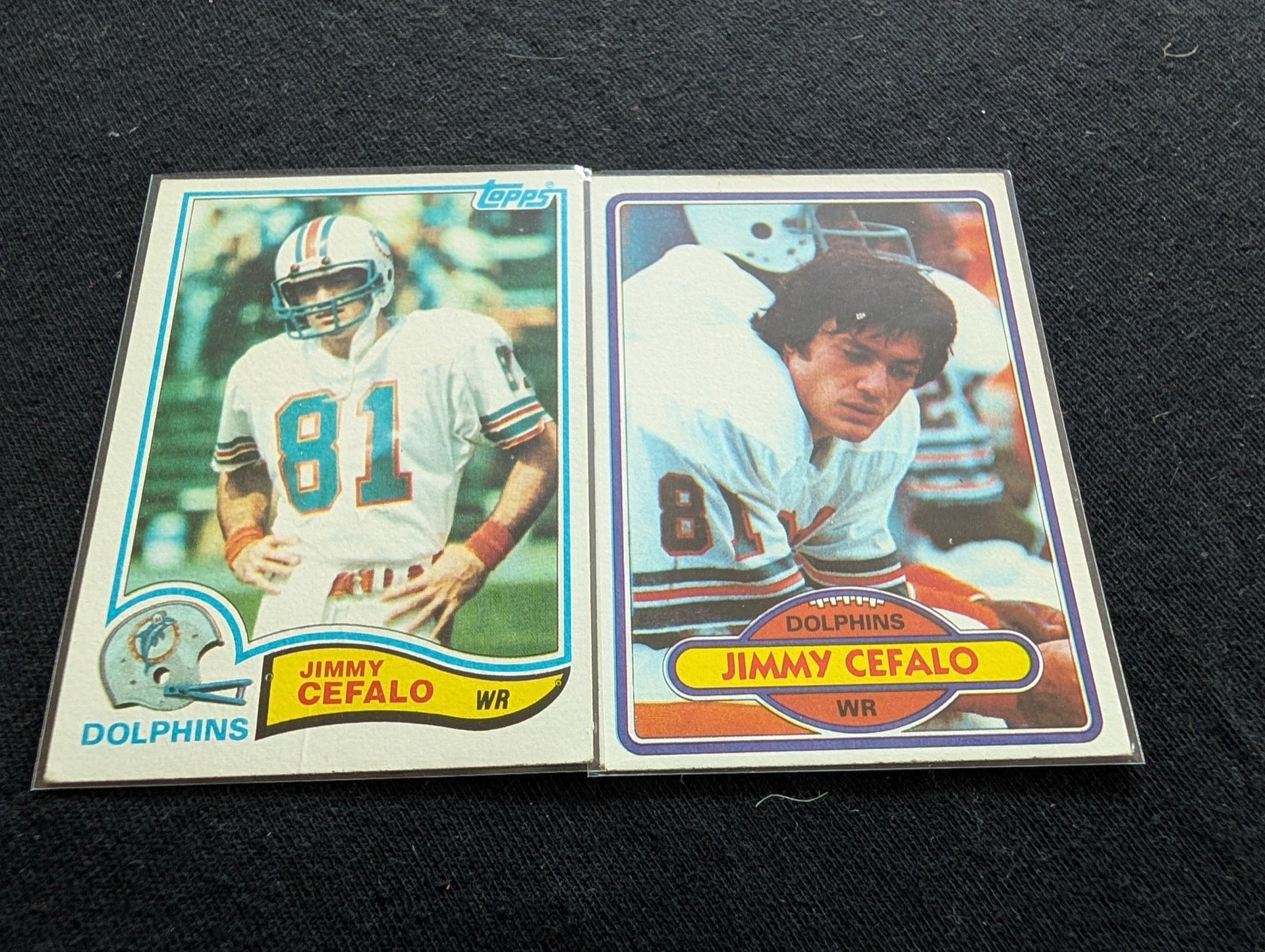 Jimmy Cefalo Miami Dolphins Vintage Topps Lot (2) 1980 1981 Super Bowl