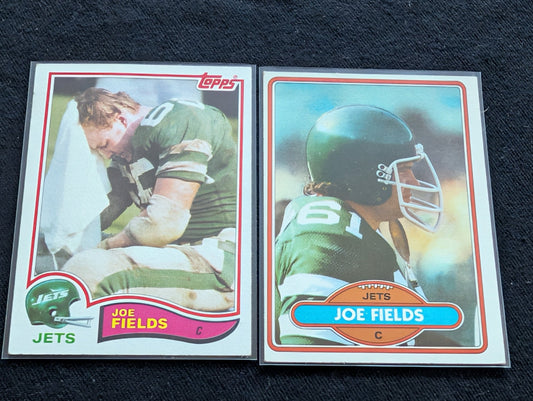 Joe Fields New York Jets Vintage Topps Lot (2) 1981 1982 Pro Bowl Center