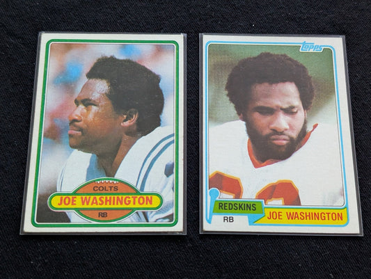 Joe Washington Vintage Topps Lot (2) 1980 Colts & 1981 Redskins Pro Bowl RB