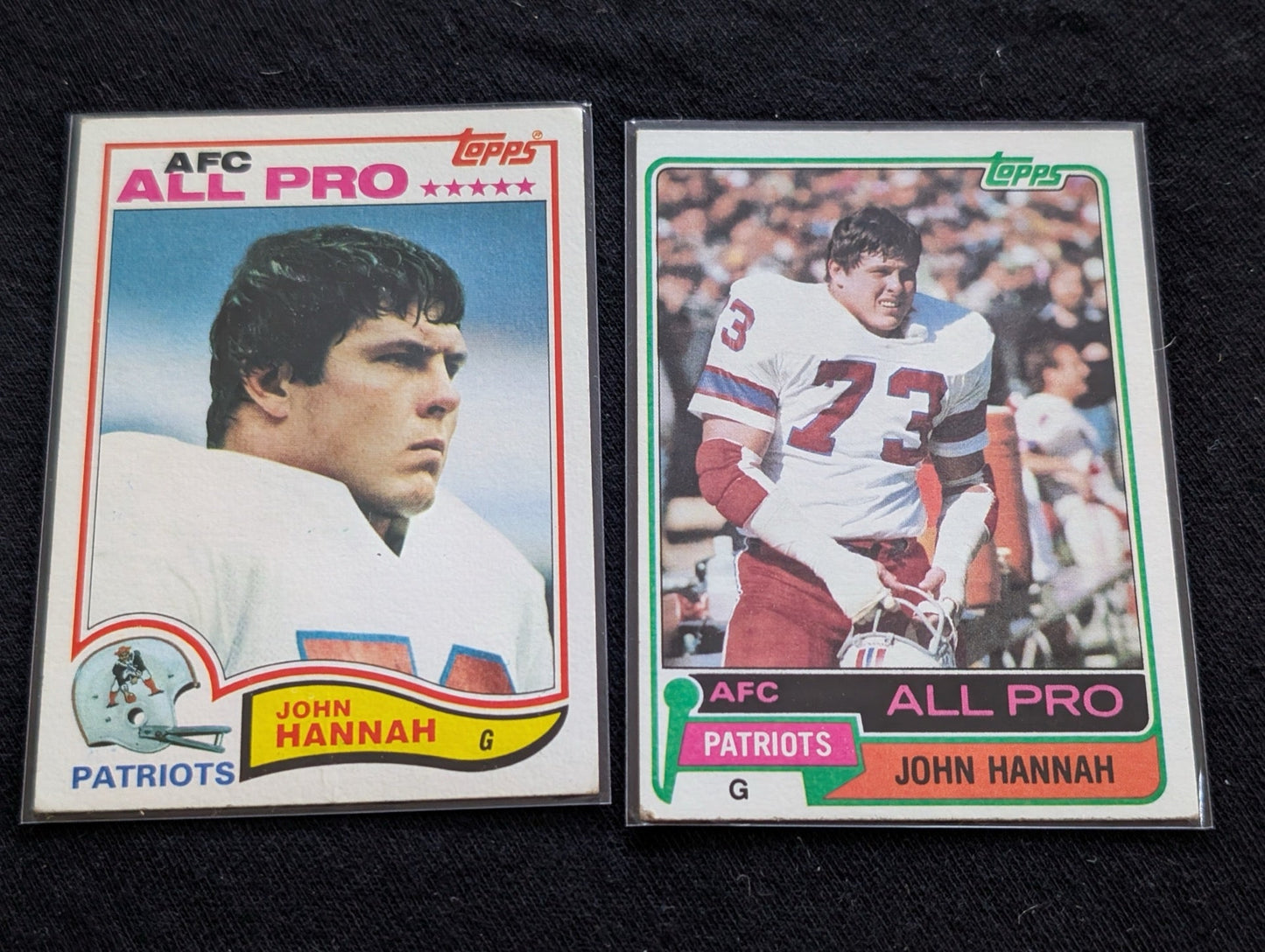 John Hannah HOF Patriots Legend Vintage Topps All-Pro Lot (2) 1981 1982