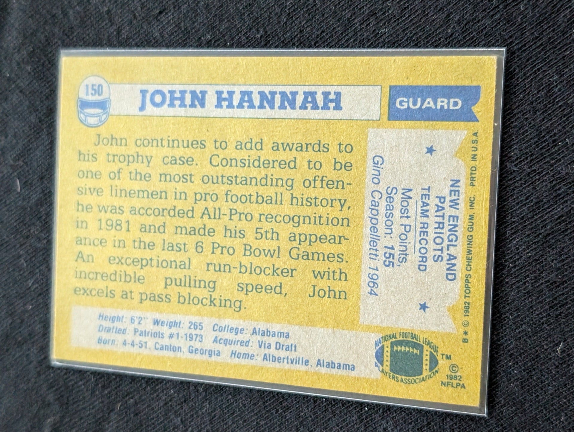 John Hannah HOF Patriots Legend Vintage Topps All-Pro Lot (2) 1981 1982