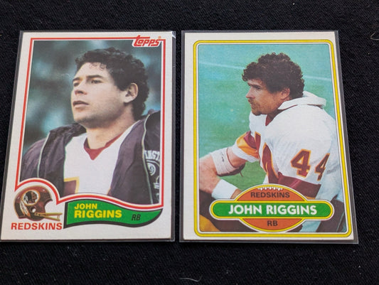 John Riggins HOF Redskins Legend Vintage Topps Lot (2) 1980 1981 "The Diesel"