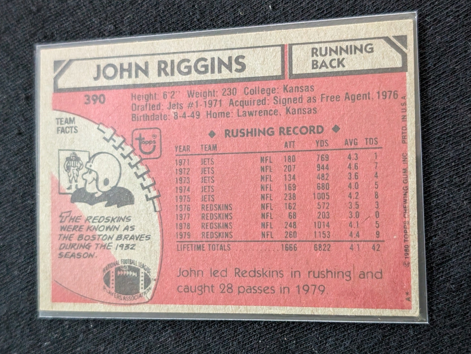 John Riggins HOF Redskins Legend Vintage Topps Lot (2) 1980 1981 "The Diesel"