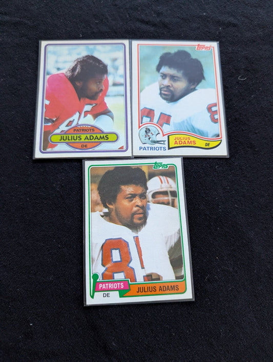Julius Adams Patriots Legend Vintage Topps Lot (3) 1980-1982 Pro Bowl