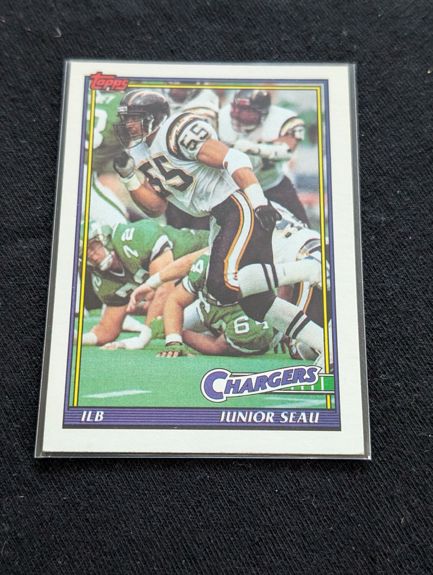 Junior Seau HOF Chargers Legend Lot (7) 1990 Topps RC, Pro Set, UD, Inserts
