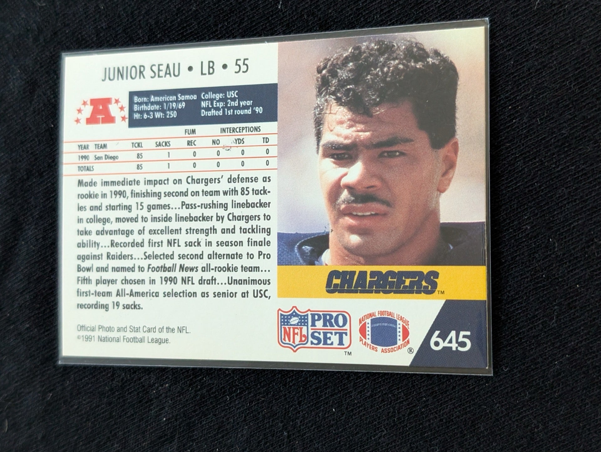 Junior Seau HOF Chargers Legend Lot (3) 1991 Pro Set, 1994-95 Collector's Choice