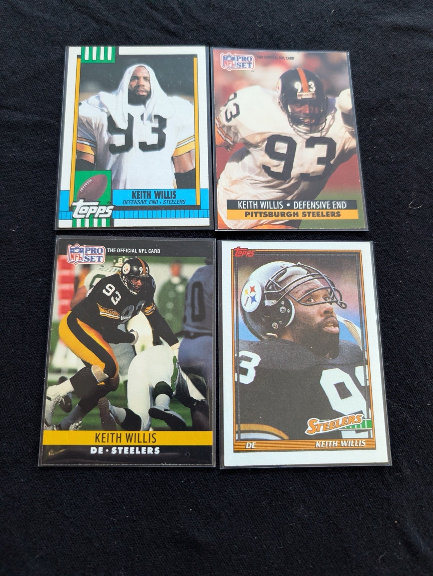 Keith Willis Steelers DE Player Lot (4) 1990-1991 Topps Pro Set