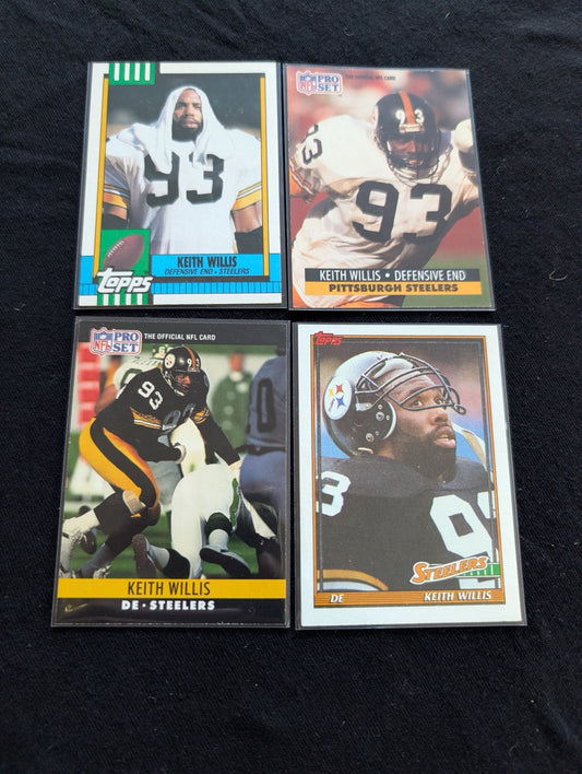 Keith Willis Steelers DE Player Lot (4) 1990-1991 Topps Pro Set
