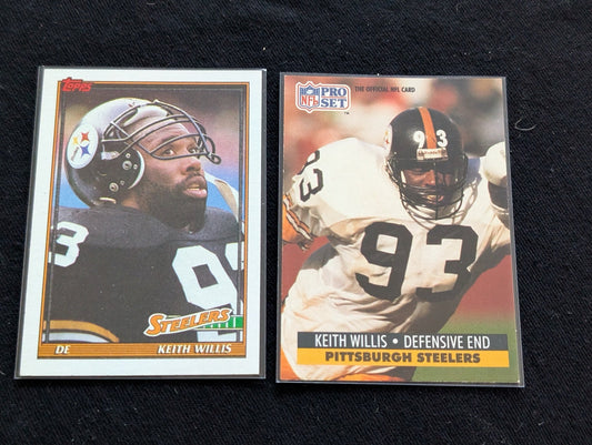 Keith Willis Steelers DE Lot (2) 1990 Topps & 1991 Pro Set