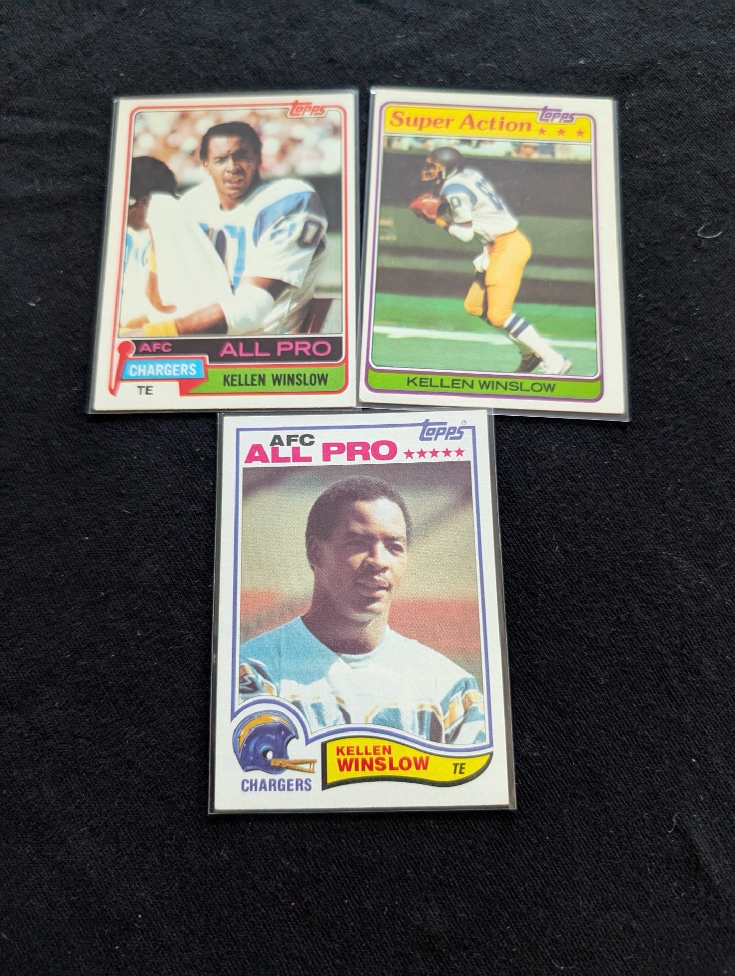 Kellen Winslow HOF Chargers Lot (3) 1981-1982 Topps All-Pro Super Action