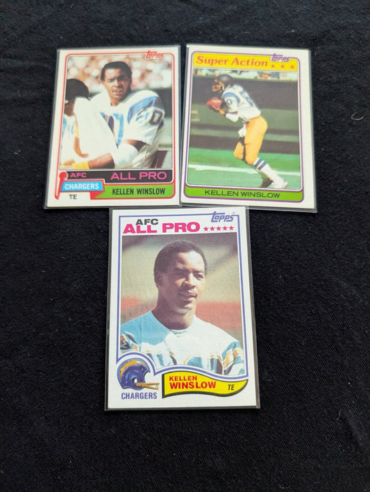 Kellen Winslow HOF Chargers Lot (3) 1981-1982 Topps All-Pro Super Action