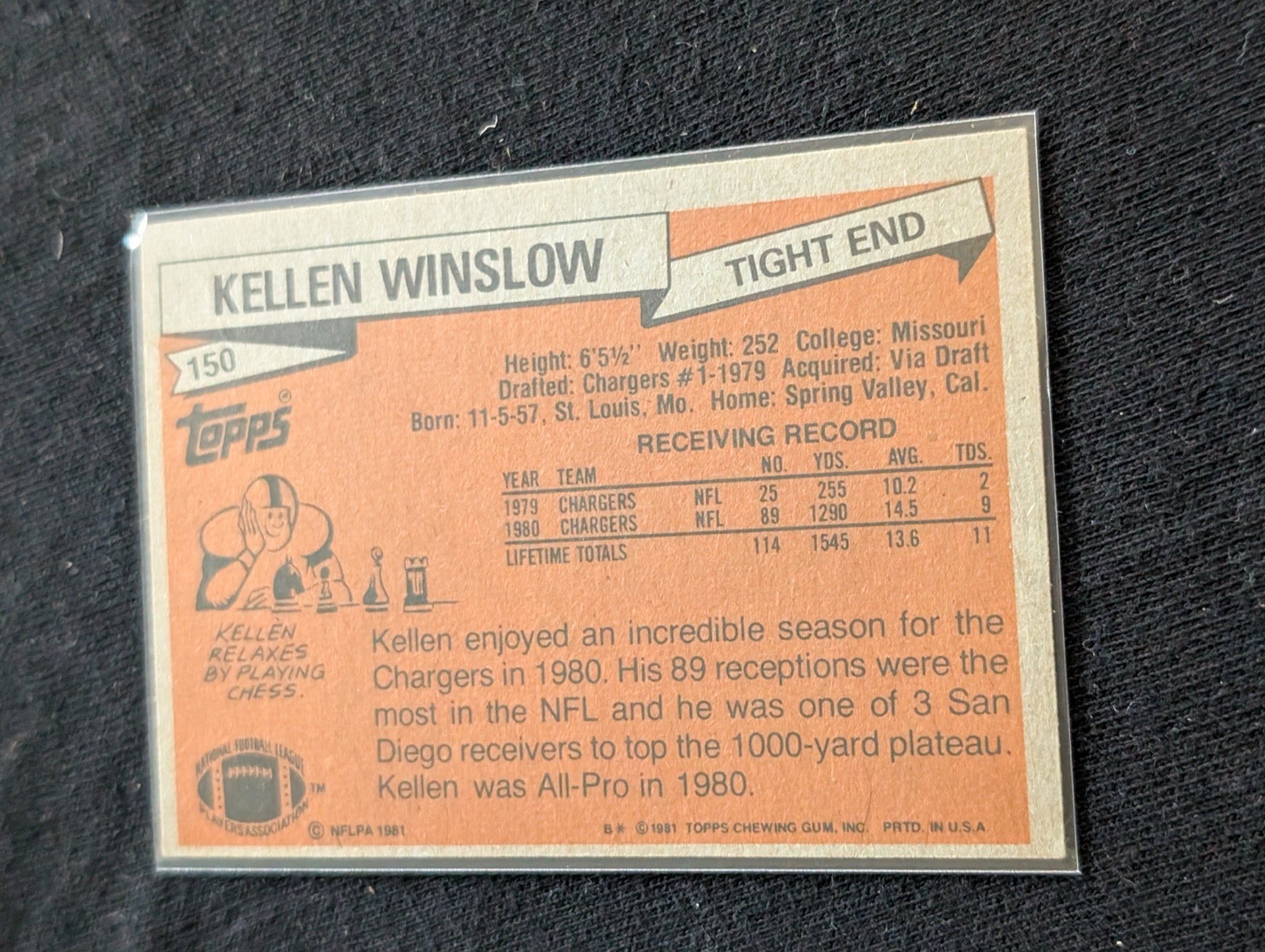 Kellen Winslow HOF Chargers Lot (3) 1981-1982 Topps All-Pro Super Action