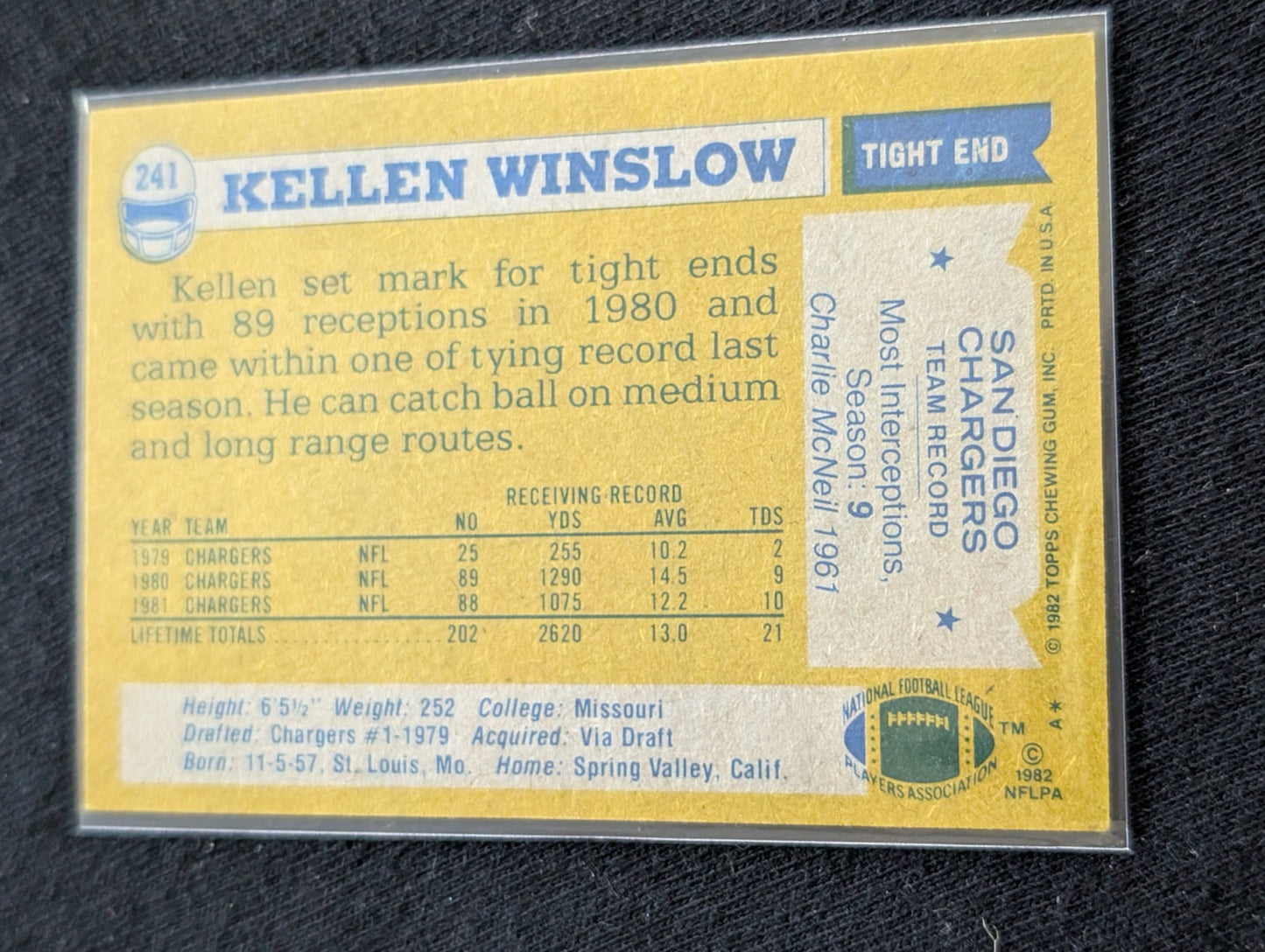 Kellen Winslow HOF Chargers Lot (3) 1981-1982 Topps All-Pro Super Action