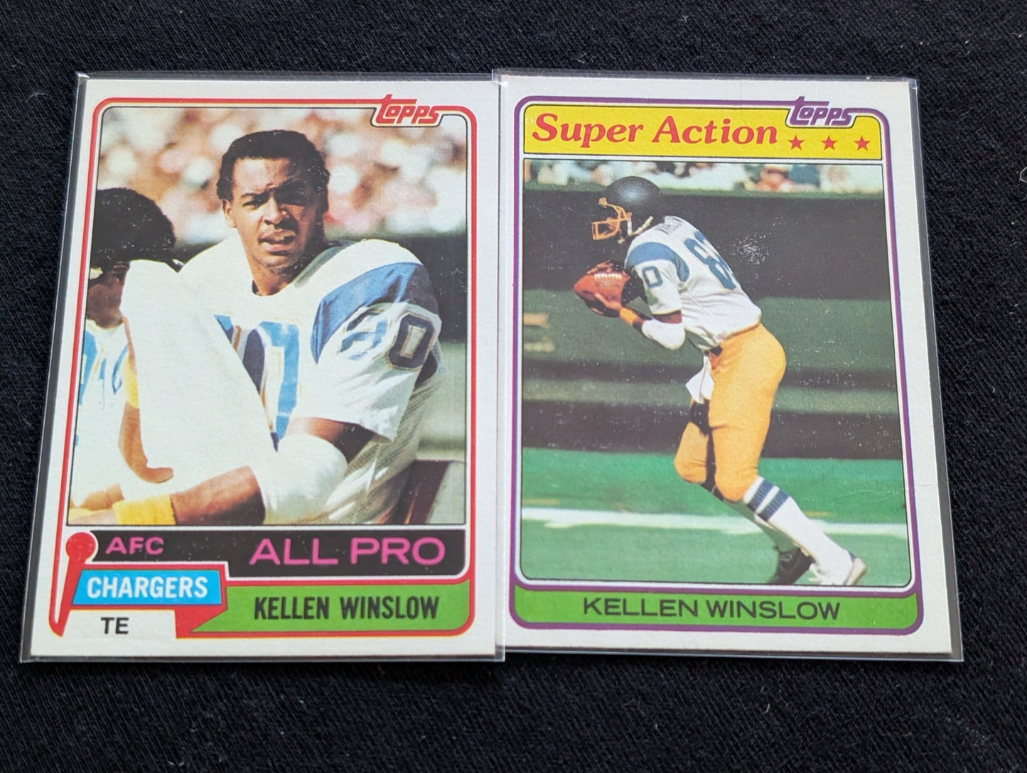 Kellen Winslow HOF Chargers Vintage Topps Lot (2) 1981 All-Pro & Super Action