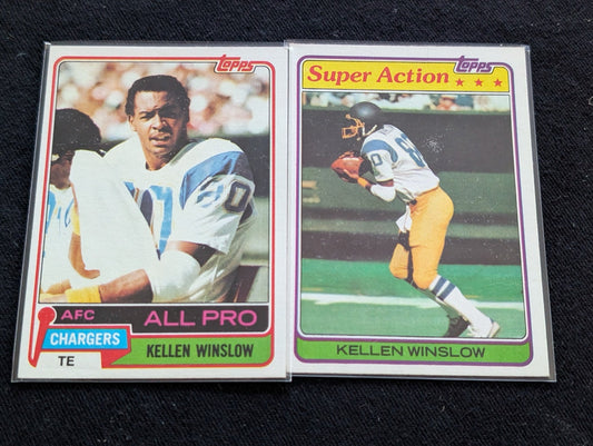 Kellen Winslow HOF Chargers Vintage Topps Lot (2) 1981 All-Pro & Super Action