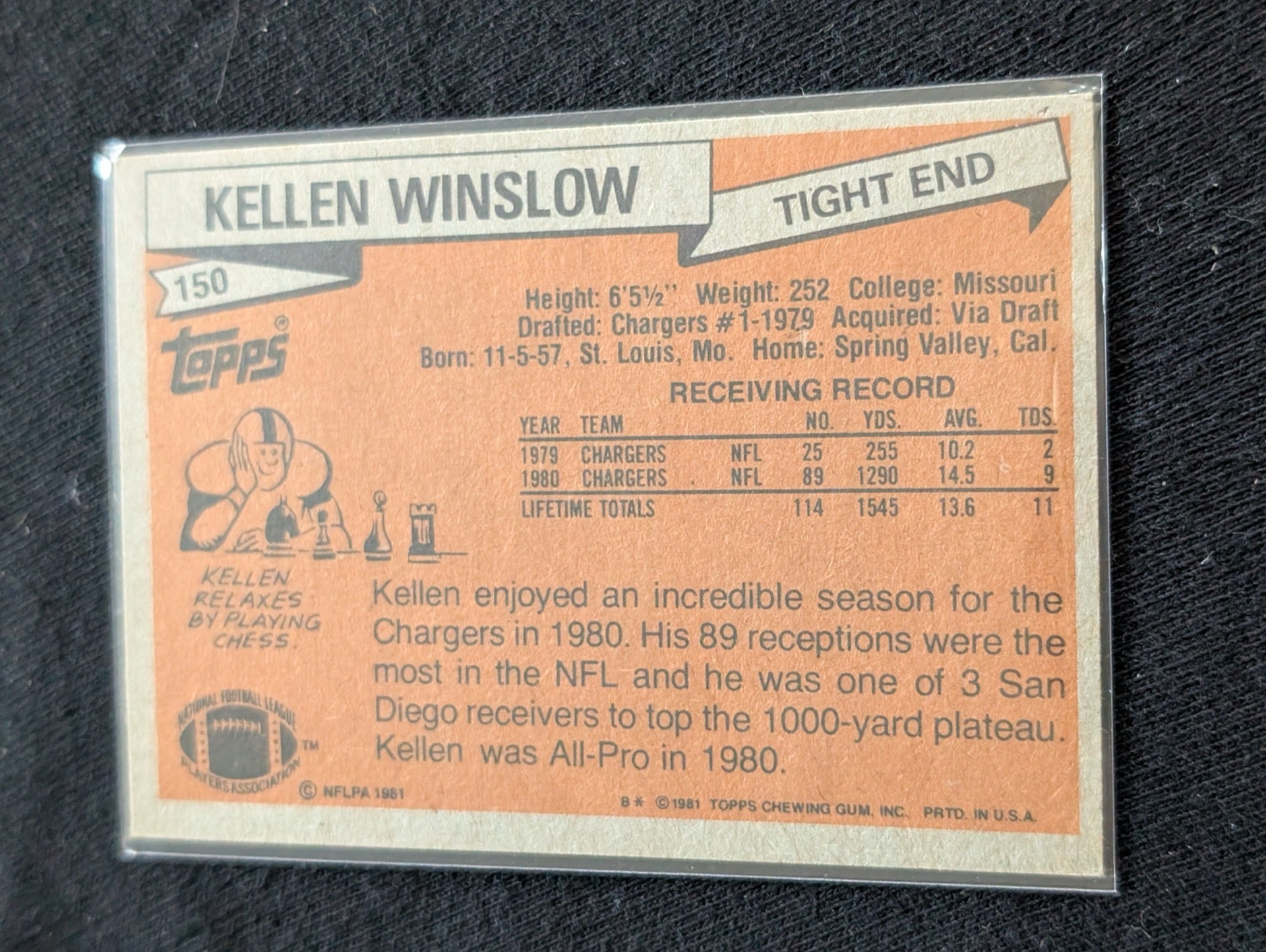 Kellen Winslow HOF Chargers Vintage Topps Lot (2) 1981 All-Pro & Super Action