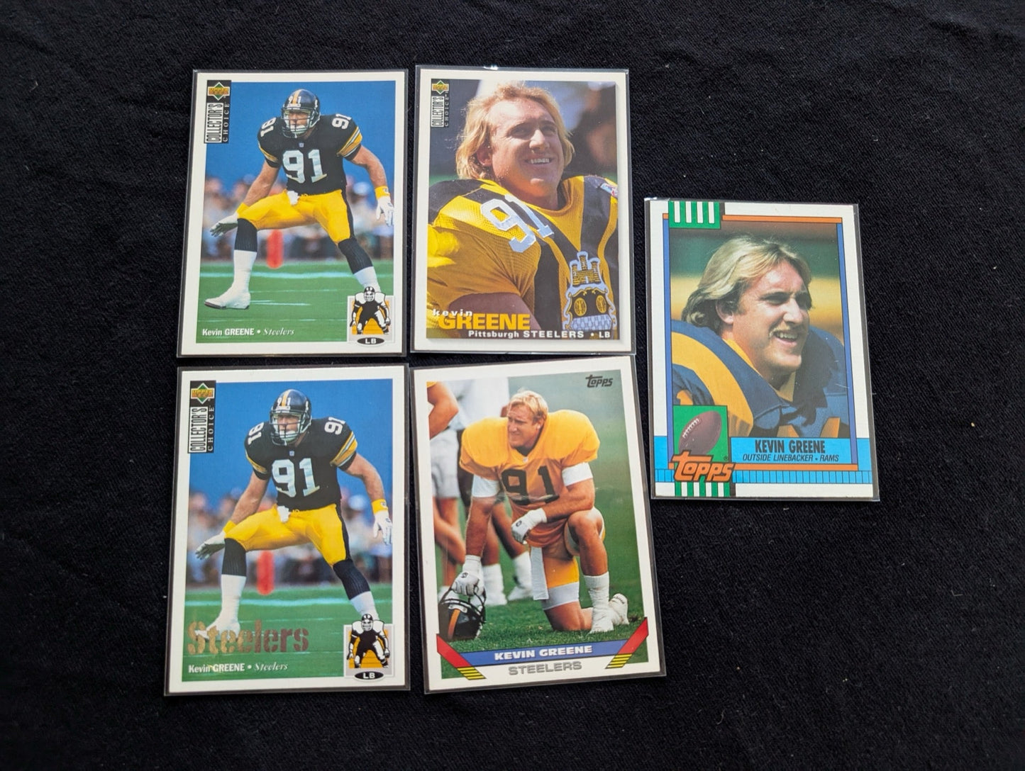 Kevin Greene HOF Legend Lot (5) Steelers Rams 1990 Topps 1994-95 UD Gold