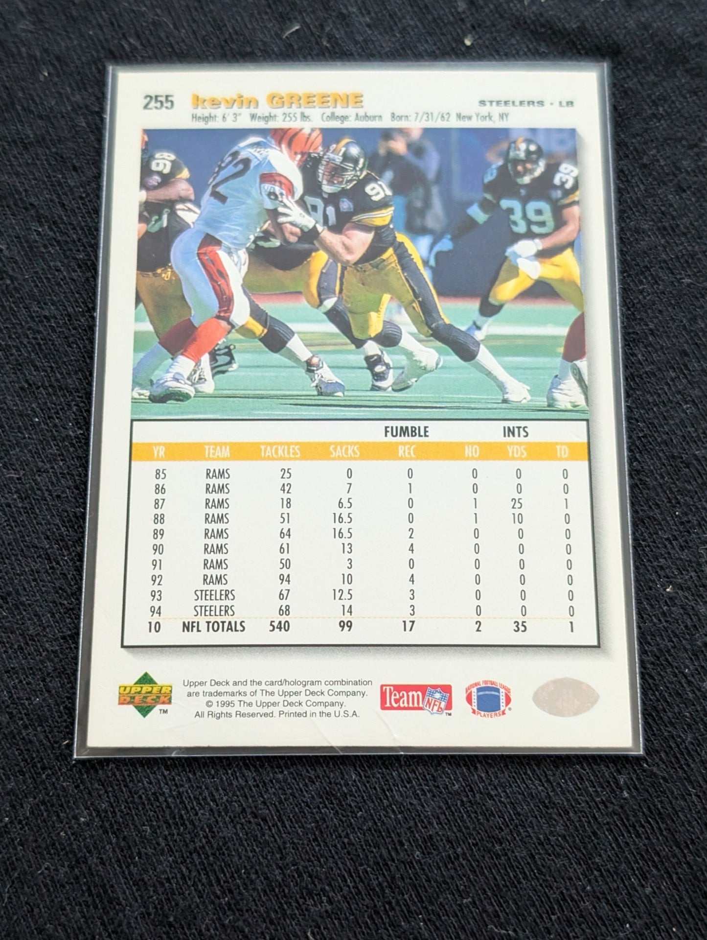Kevin Greene HOF Legend Lot (5) Steelers Rams 1990 Topps 1994-95 UD Gold