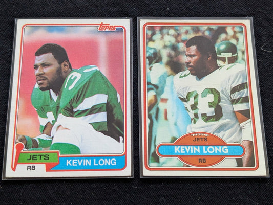 Kevin Long New York Jets Vintage Topps Lot (2) 1980 1981