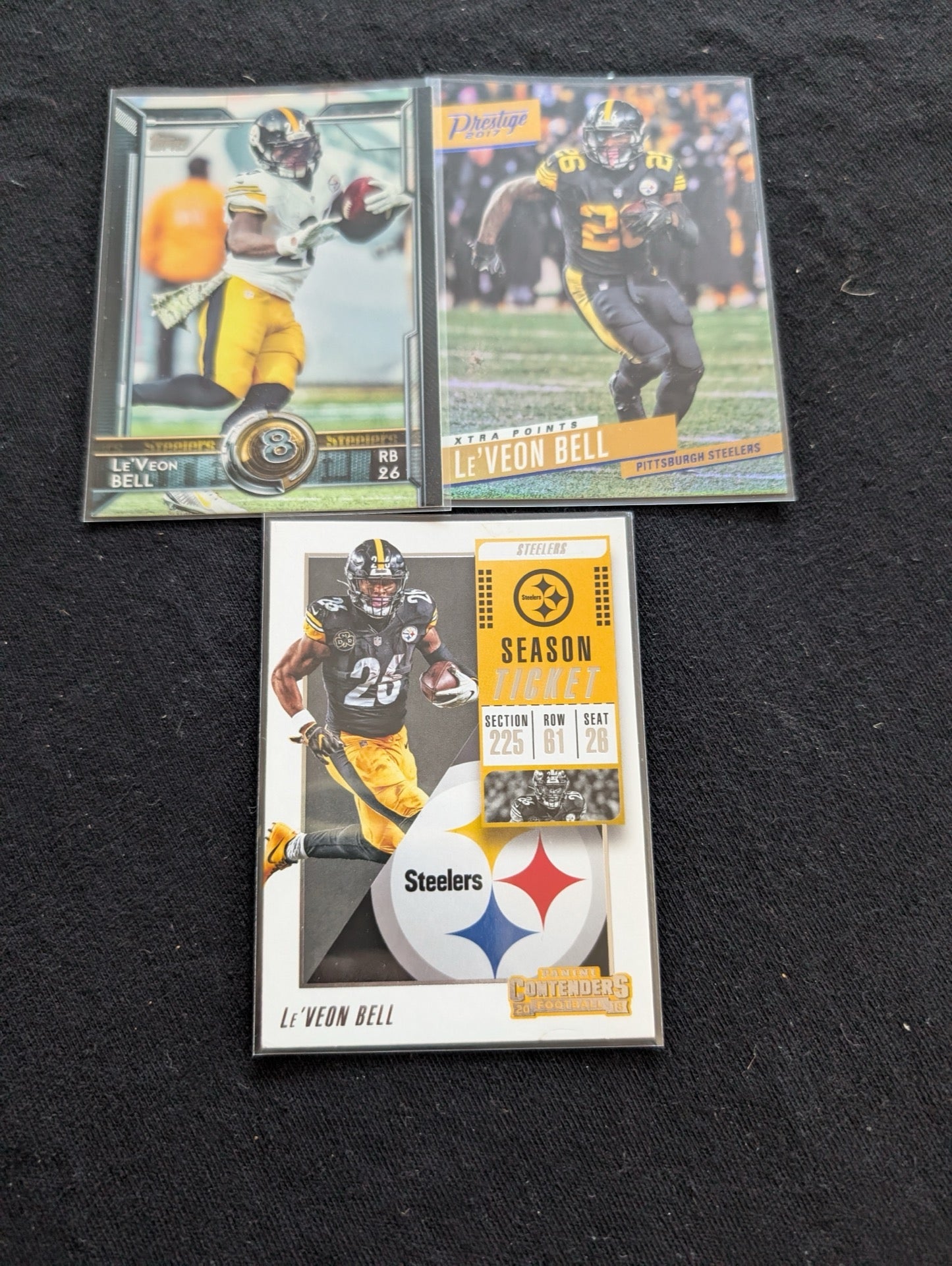 Le'Veon Bell Steelers Star RB Lot (3) 2017 Topps 2017 Prestige 2018 Contenders