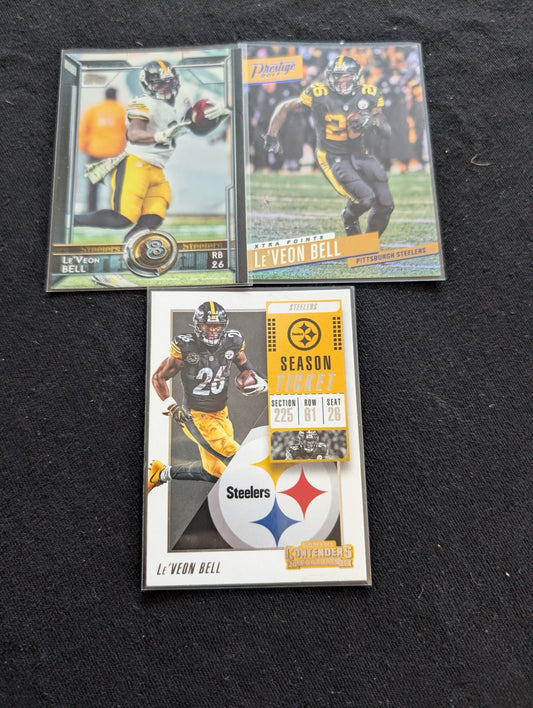 Le'Veon Bell Steelers Star RB Lot (3) 2017 Topps 2017 Prestige 2018 Contenders