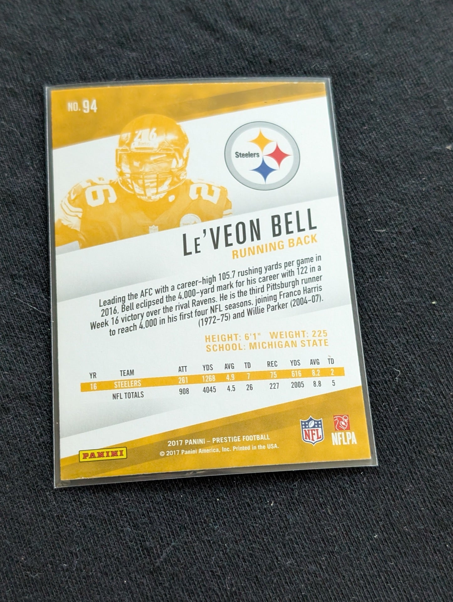 Le'Veon Bell Steelers Star RB Lot (3) 2017 Topps 2017 Prestige 2018 Contenders