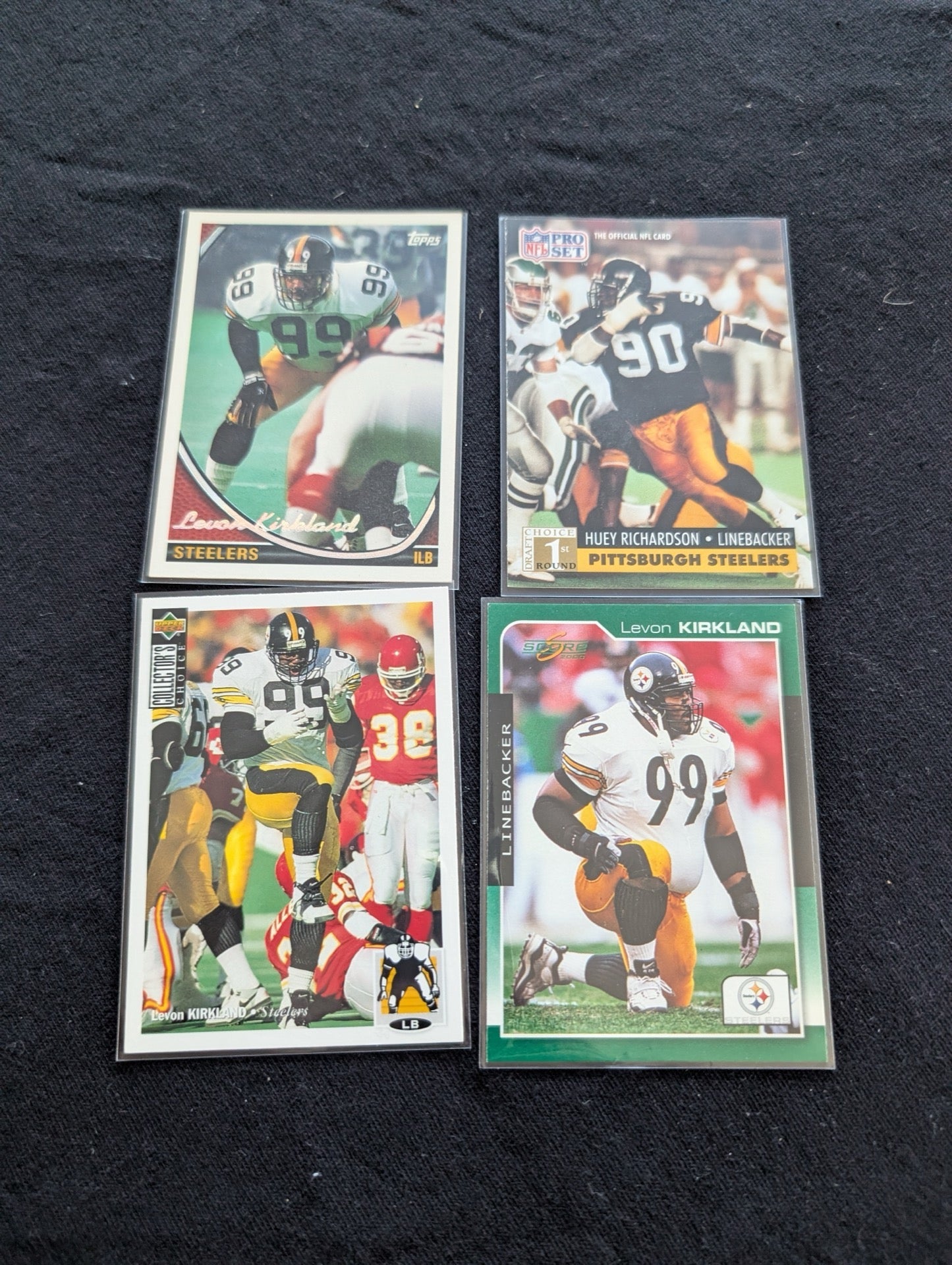 Levon Kirkland & Huey Richardson Steelers LB Lot (4) 90s Topps Pro Set Score UD