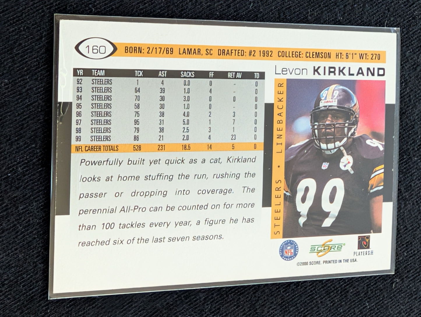 Levon Kirkland & Huey Richardson Steelers LB Lot (4) 90s Topps Pro Set Score UD