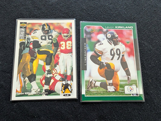Levon Kirkland Steelers LB Legend Lot (2) 1994 Collector's Choice and 1997 Score