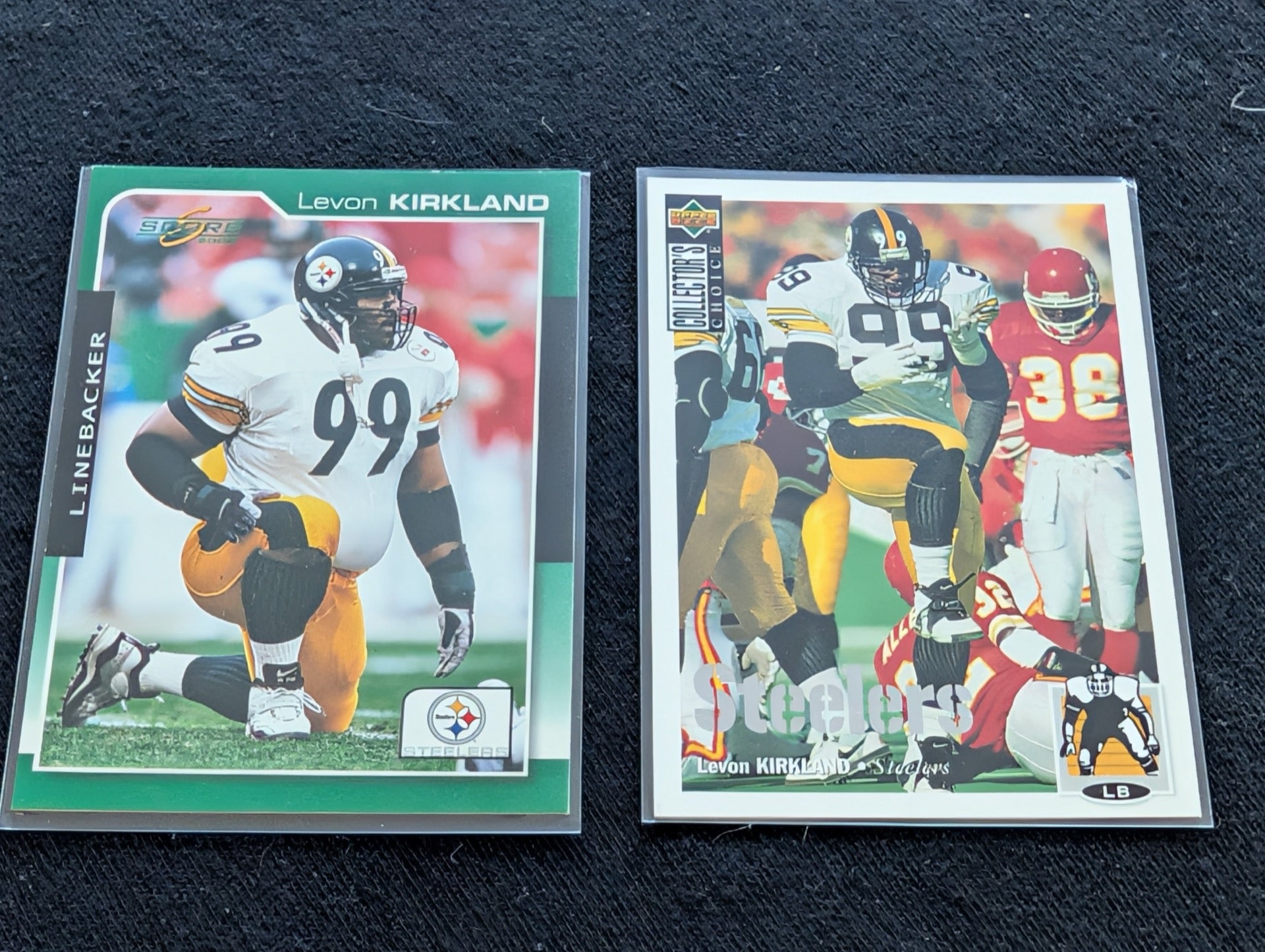 Levon Kirkland Steelers LB Legend Lot (2) 1997 Score & 1994 Collector's Choice