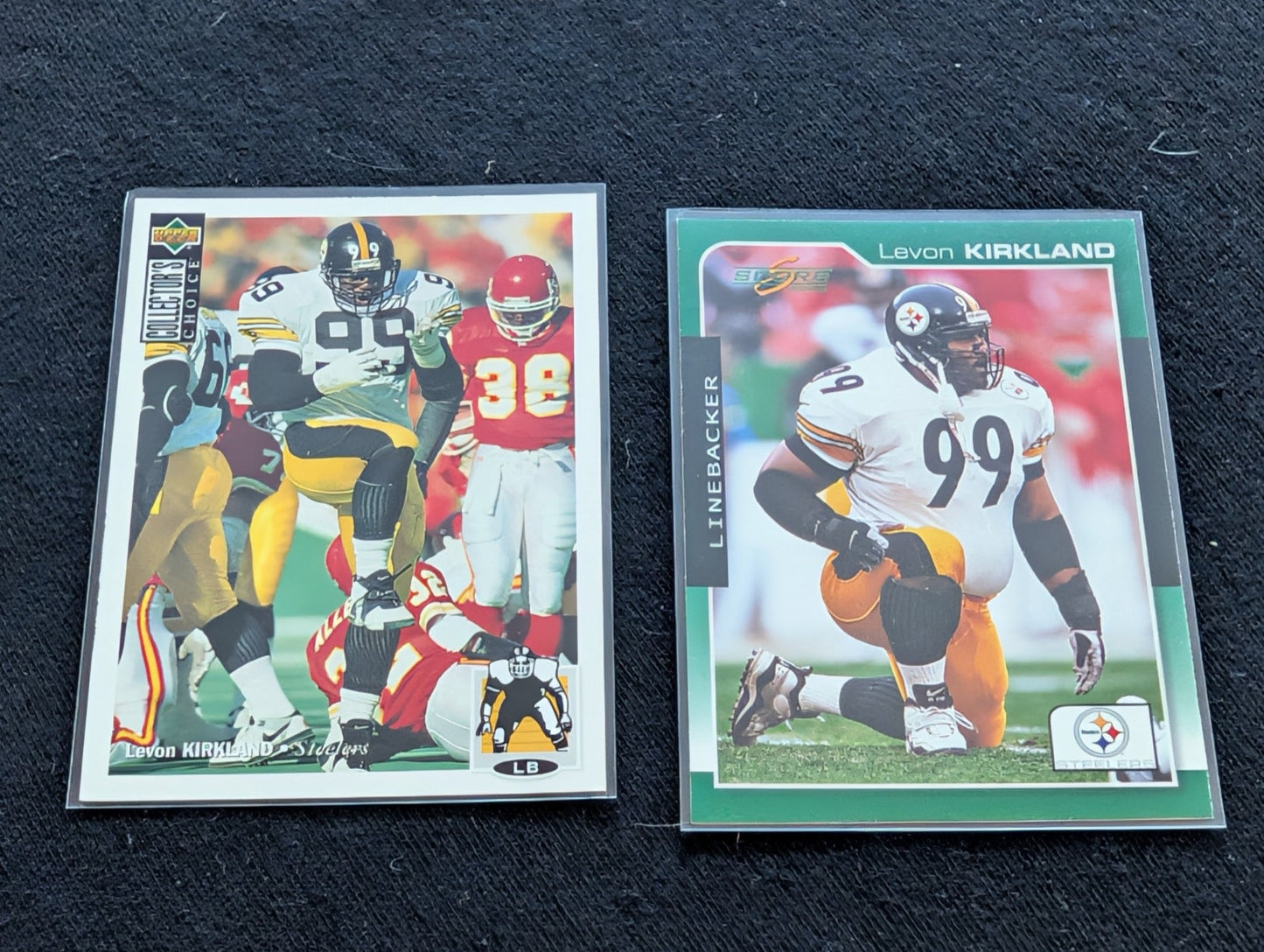Levon Kirkland Steelers LB Legend Lot (2) 1994 Collector's Choice & 1997 Score