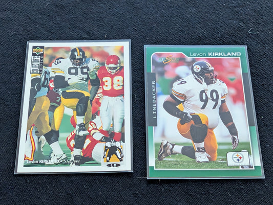 Levon Kirkland Steelers LB Legend Lot (2) 1994 Collector's Choice & 1997 Score