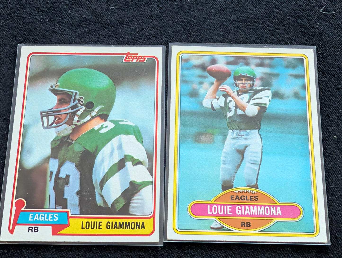 Louie Giammona Philadelphia Eagles Vintage Topps Lot (2) 1980 & 1981