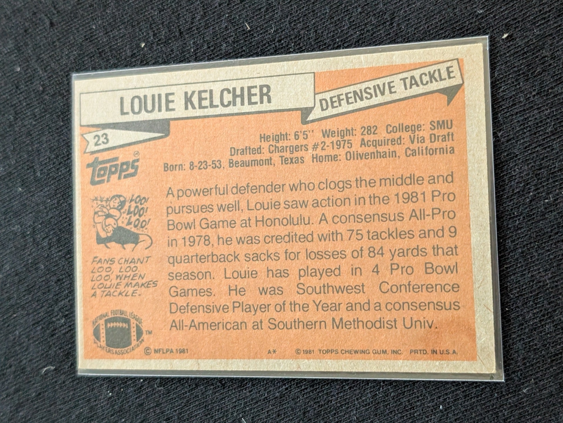 Louie Kelcher Chargers Legend Vintage Topps Lot (3) All-Pro DT 1980-1982