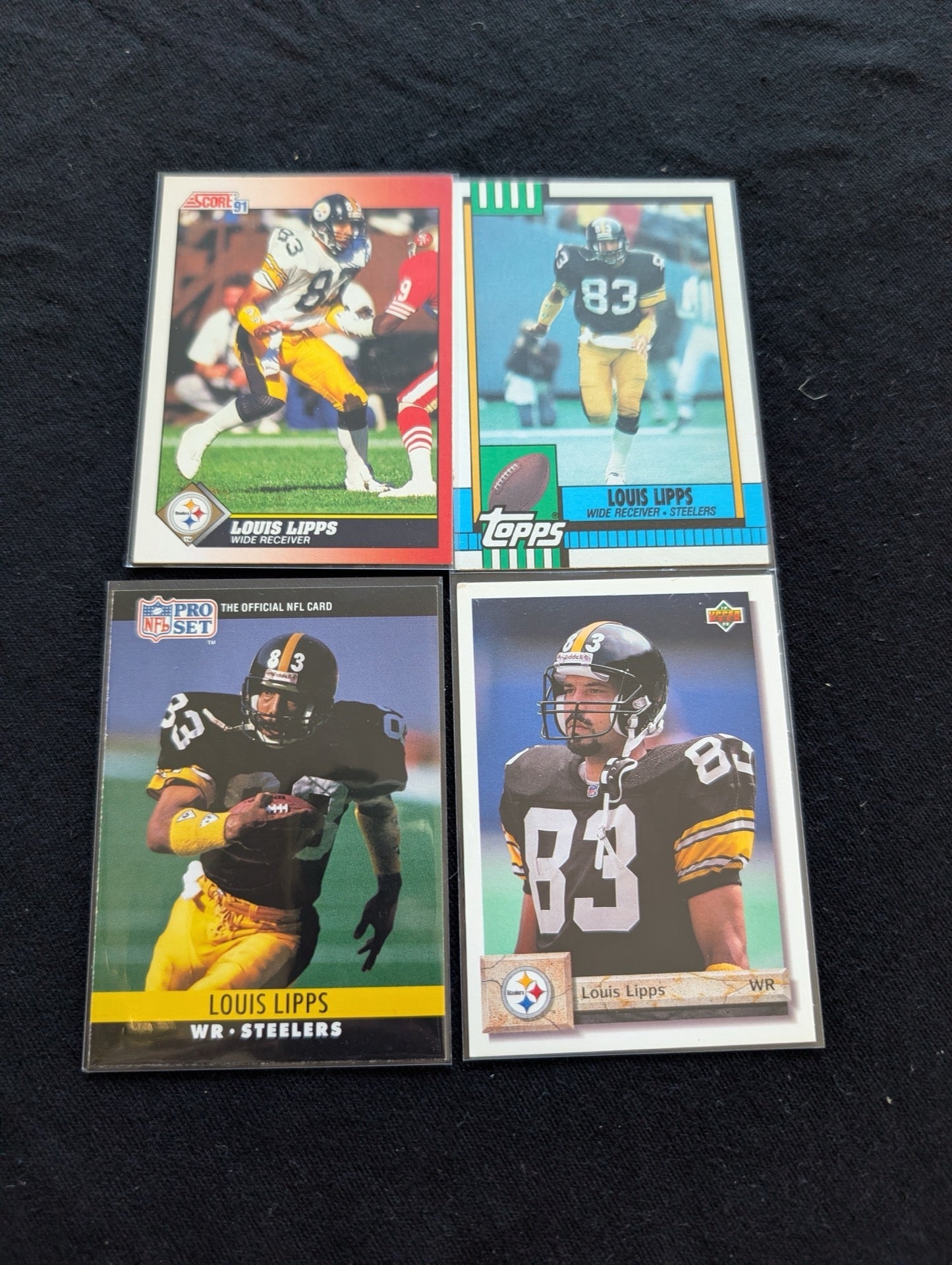 Louis Lipps Steelers Legend Lot (4) 1990-1992 Pro Bowl WR ROY Topps Score UD