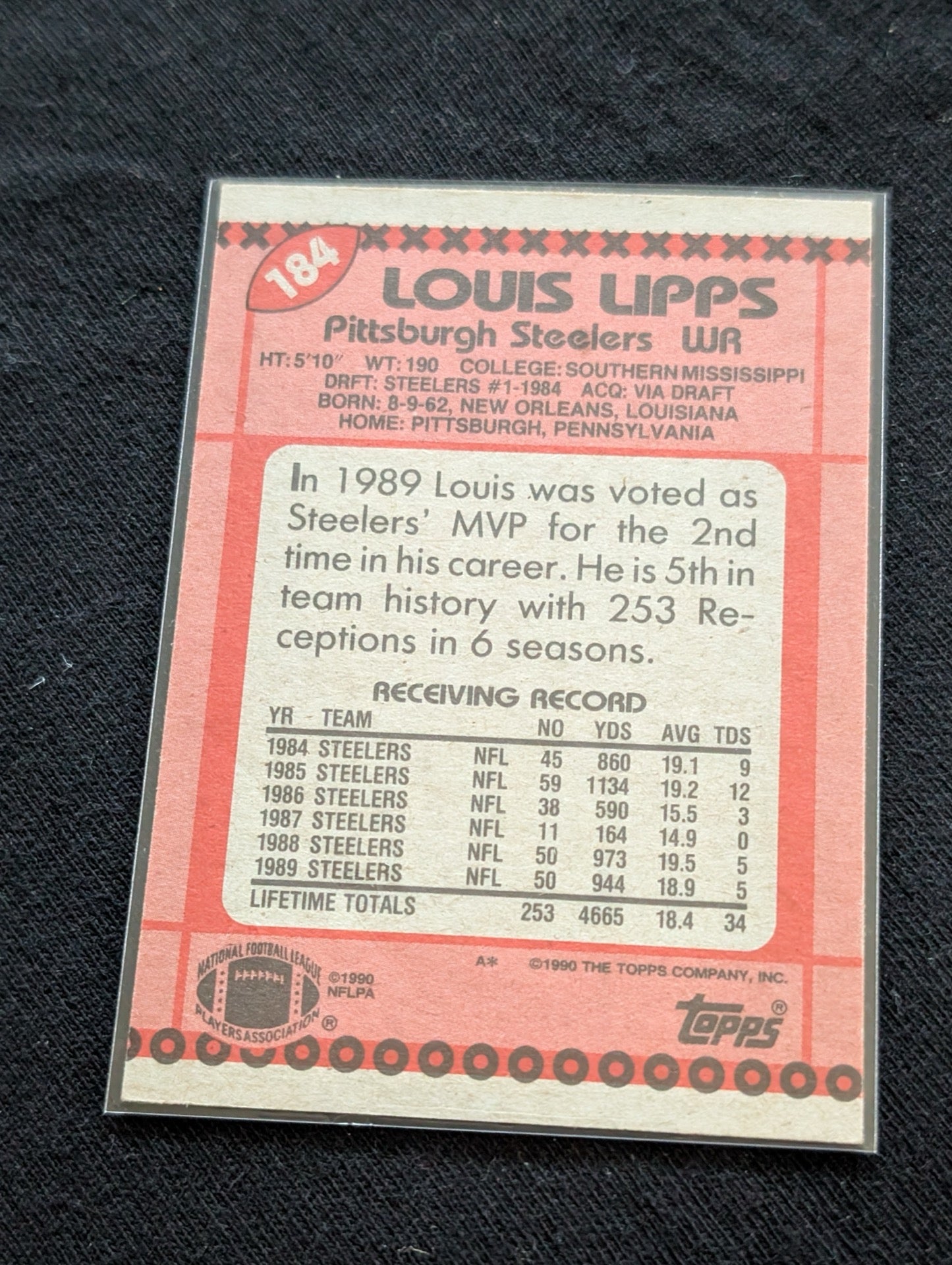 Louis Lipps Steelers Legend Lot (4) 1990-1992 Pro Bowl WR ROY Topps Score UD