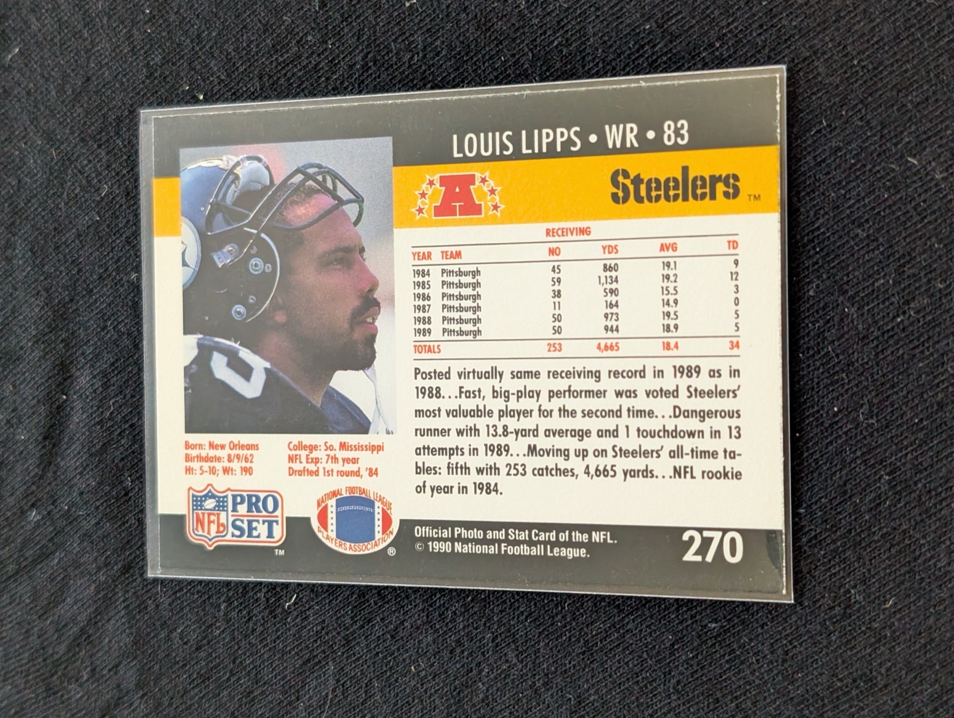 Louis Lipps Steelers Legend Lot (4) 1990-1992 Pro Bowl WR ROY Topps Score UD