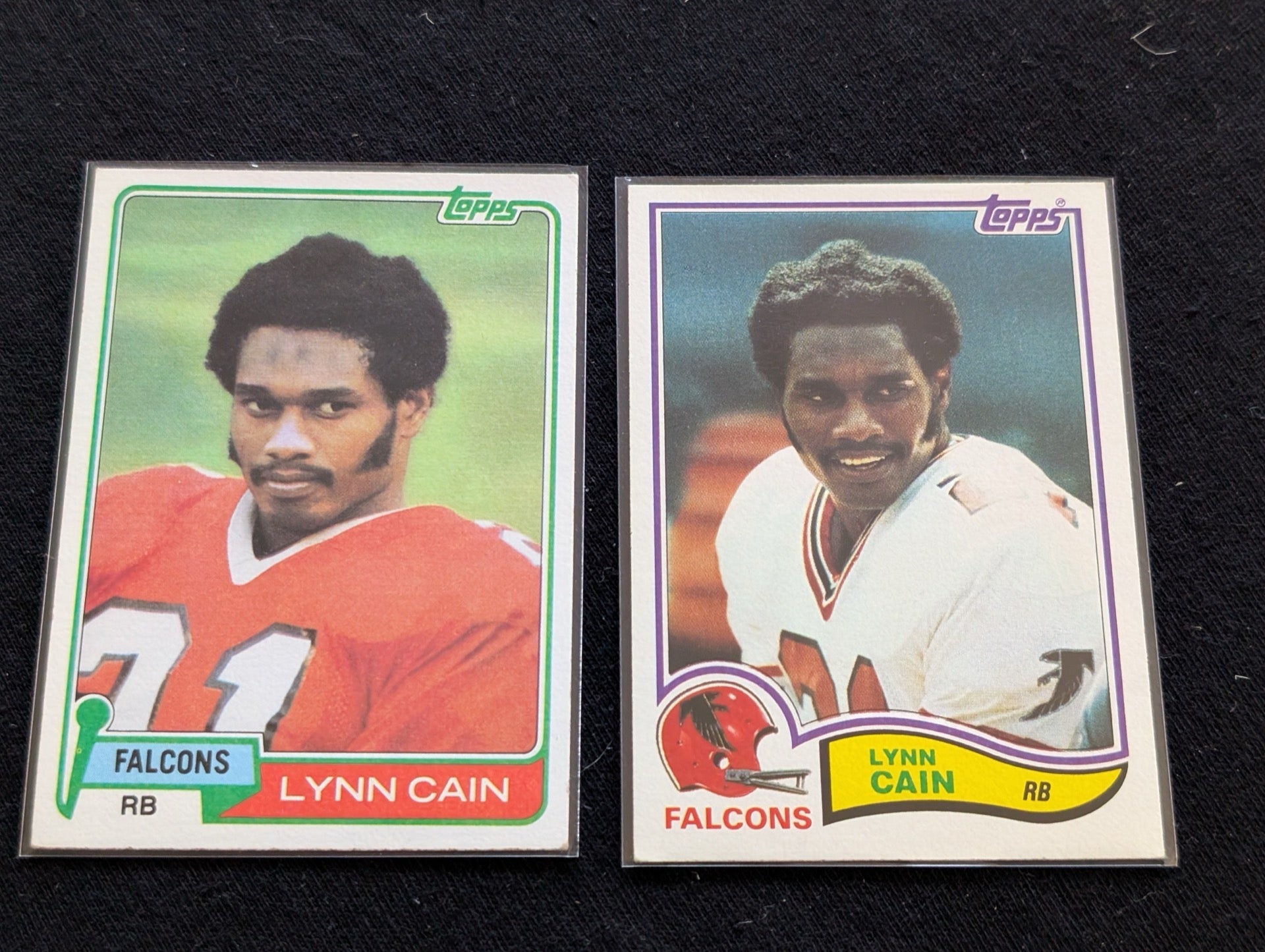 Lynn Cain Atlanta Falcons Vintage Topps Lot (2) 1980 & 1981