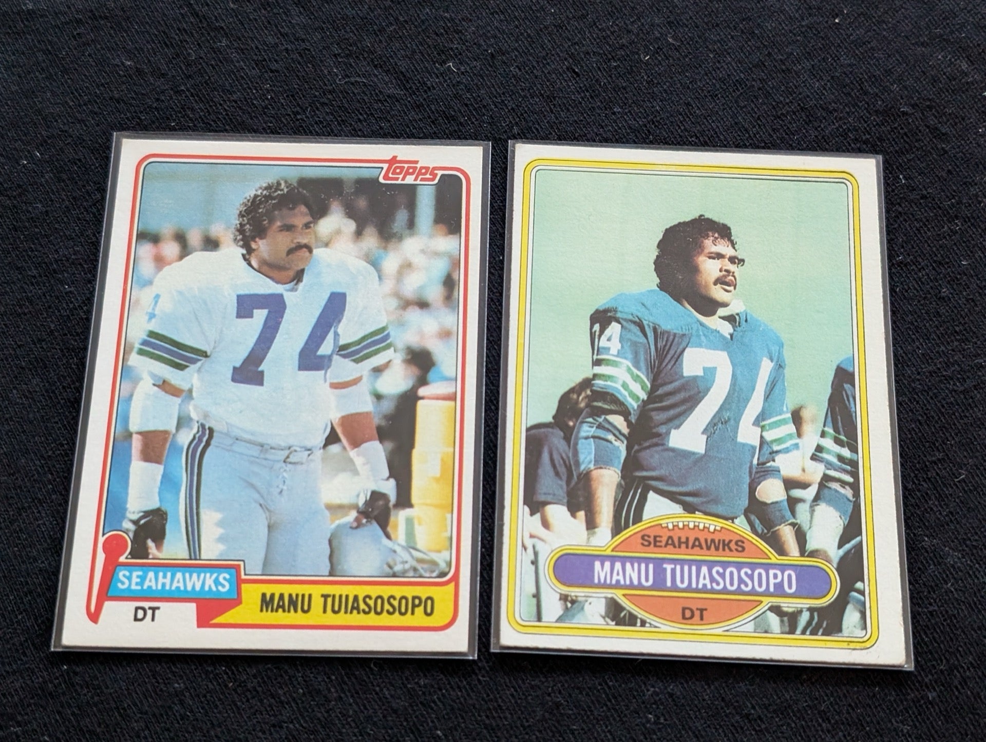 Manu Tuiasosopo Seahawks Vintage Topps Lot (2) 1980 & 1981
