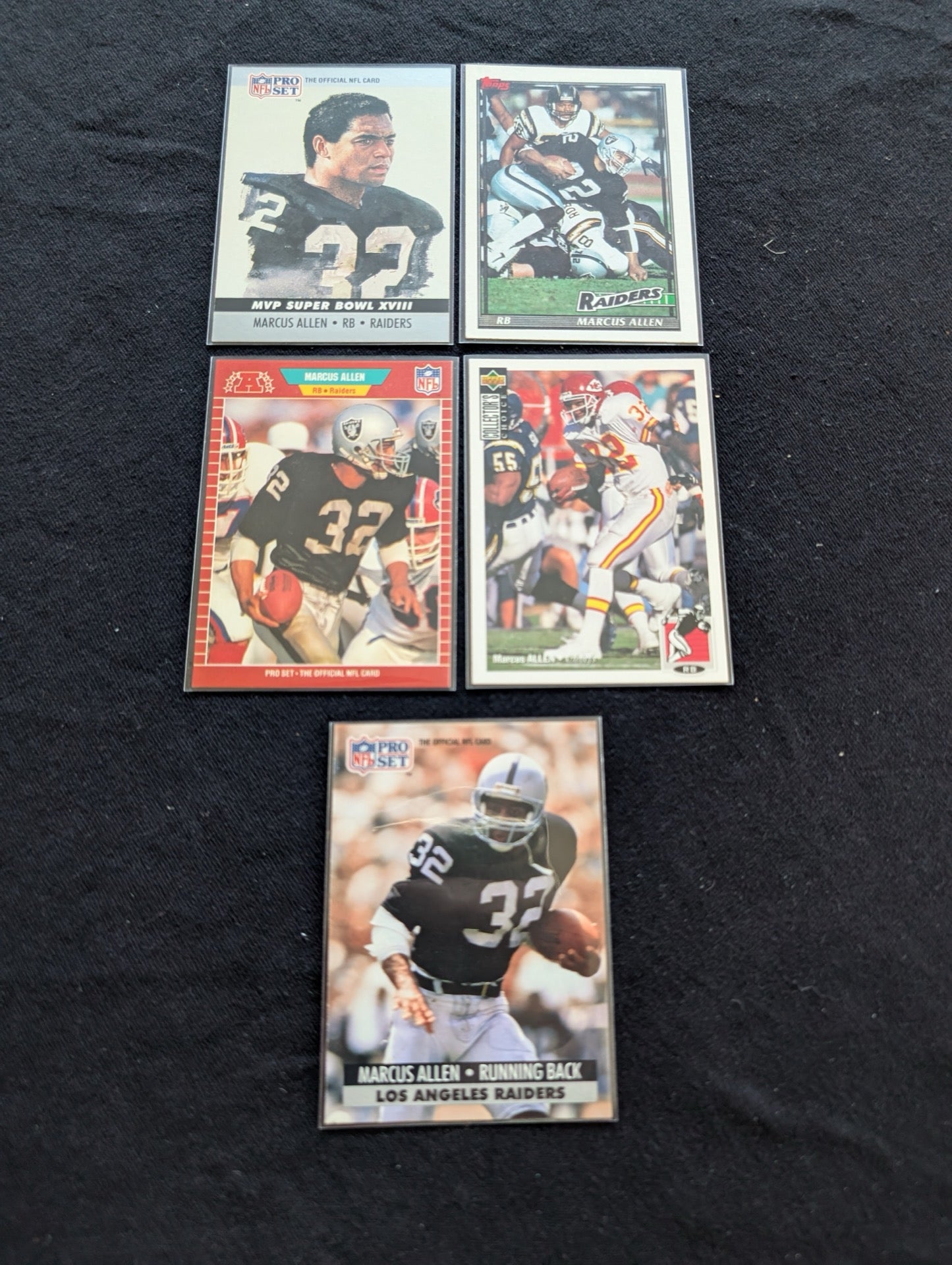 Marcus Allen HOF Legend Lot (5) Raiders Chiefs Pro Set Topps UD SB MVP