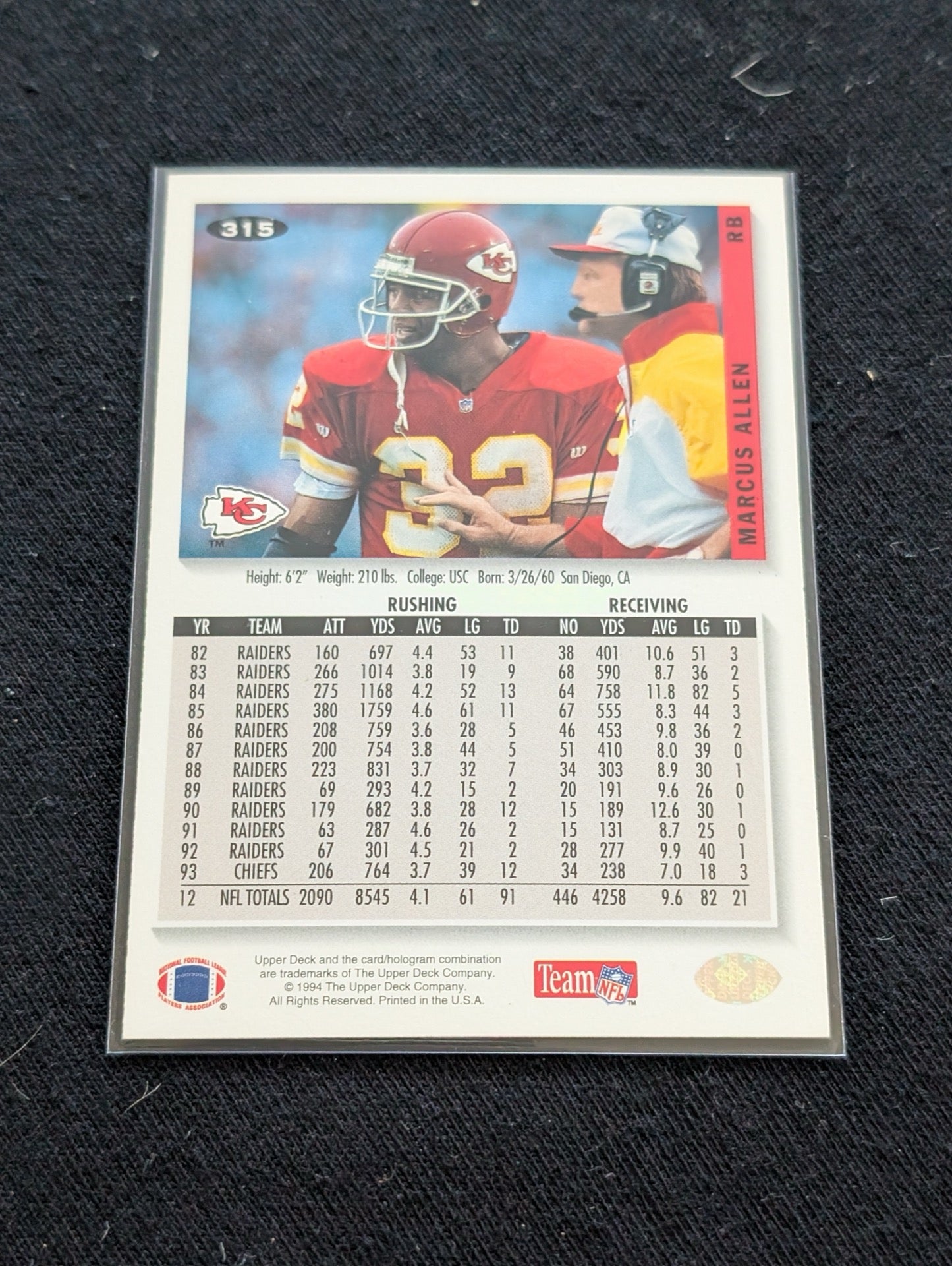 Marcus Allen HOF Legend Lot (5) Raiders Chiefs Pro Set Topps UD SB MVP