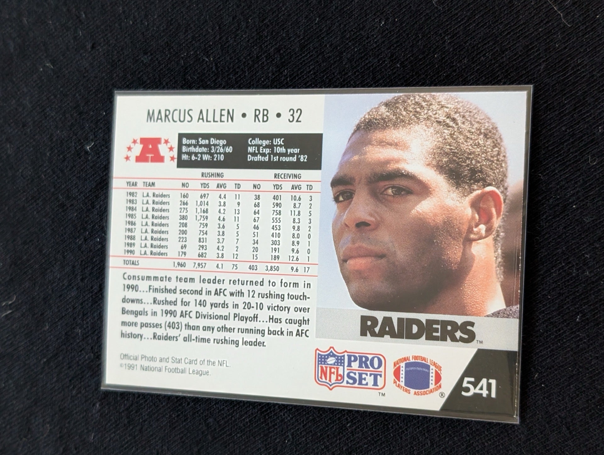 Marcus Allen HOF Legend Lot (2) 1991 Pro Set Raiders & 1994 UD Chiefs