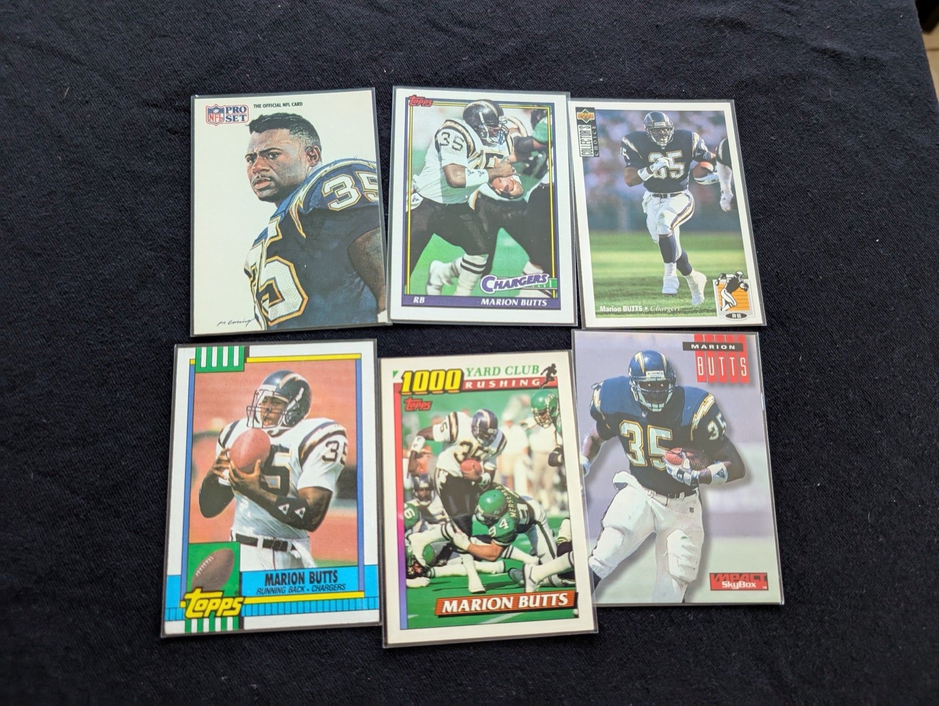 Marion Butts Chargers Pro Bowl RB Lot (6) Topps Pro Set Score Skybox UD RC