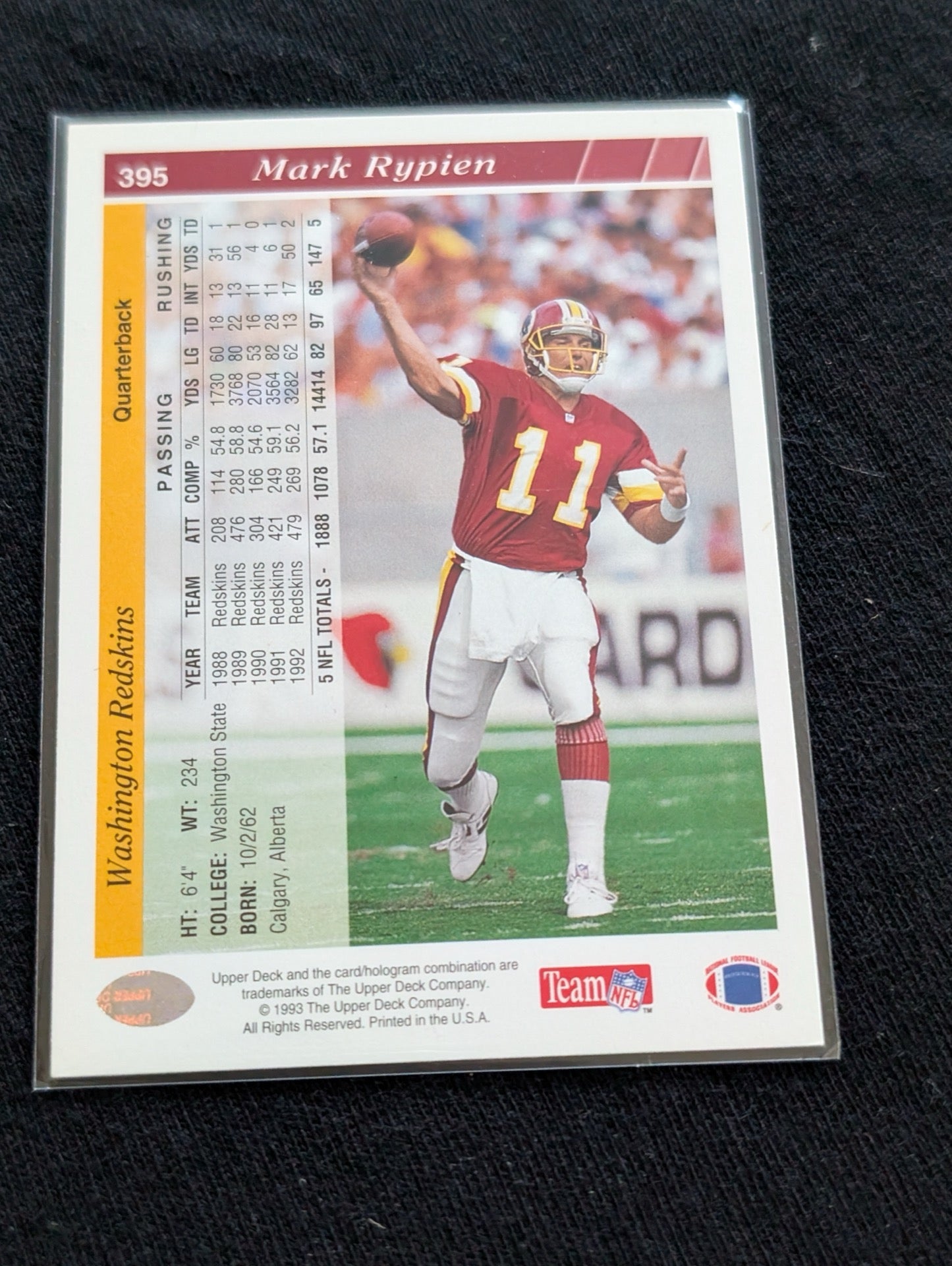 Mark Rypien Redskins Super Bowl MVP Lot (3) 1992 UD 1993 Classic 1994 TSC