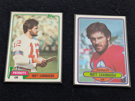 Matt Cavanaugh Patriots Vintage Topps Lot (2) 1980 & 1981 QB