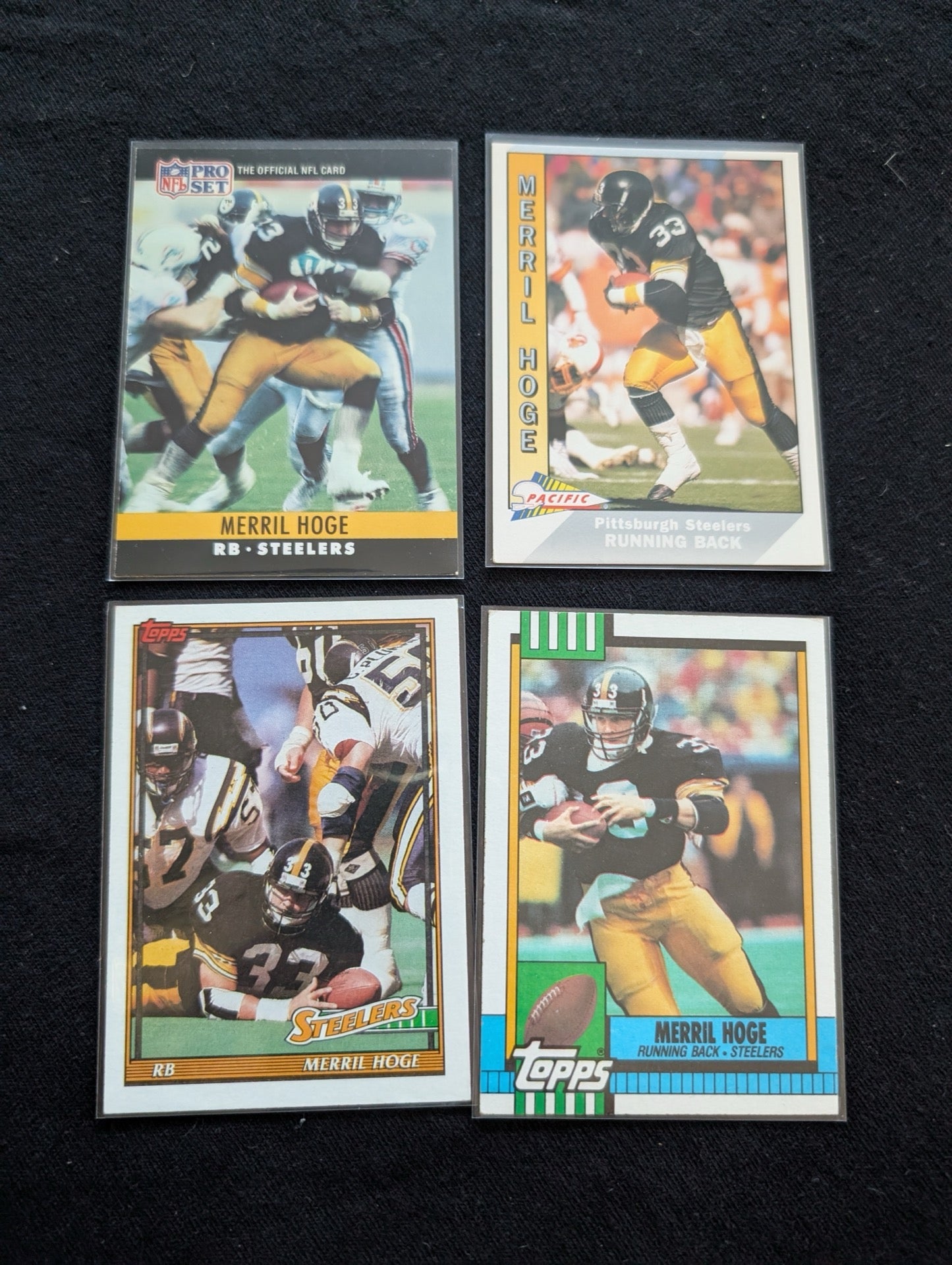 Merril Hoge Steelers RB/FB Lot (4) 1990-1991 Topps Pro Set Pacific